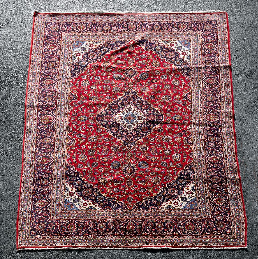 Hand Woven Kashan Rug or Carpet, 9' 7" x 12' 8" (1 of 2)
