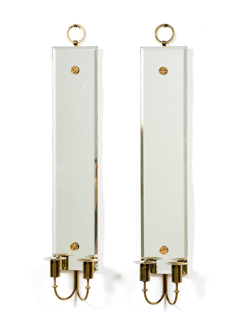 Pair, Tommi Parzinger Brass & Mirrored Sconces (1 of 3)