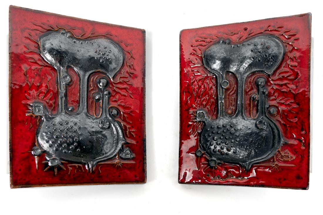 Pair, MCM Belgian Tile Faced Door Pull Handles (1 of 4)