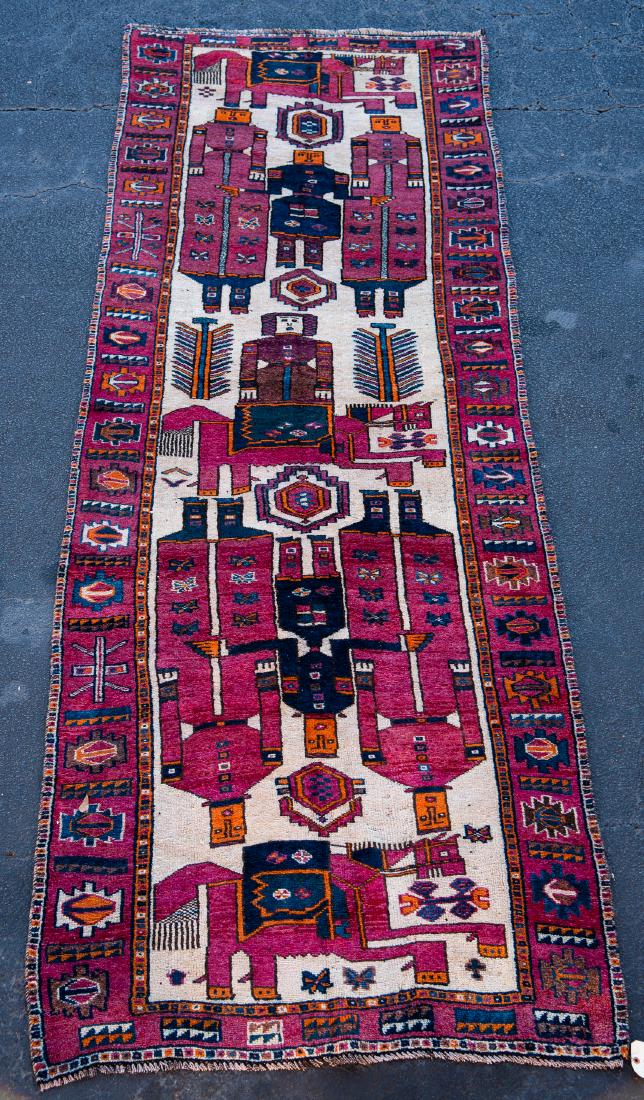 Hand Woven Qashqai Rug or Carpet, 4' 6" x 13' 4" (1 of 3)