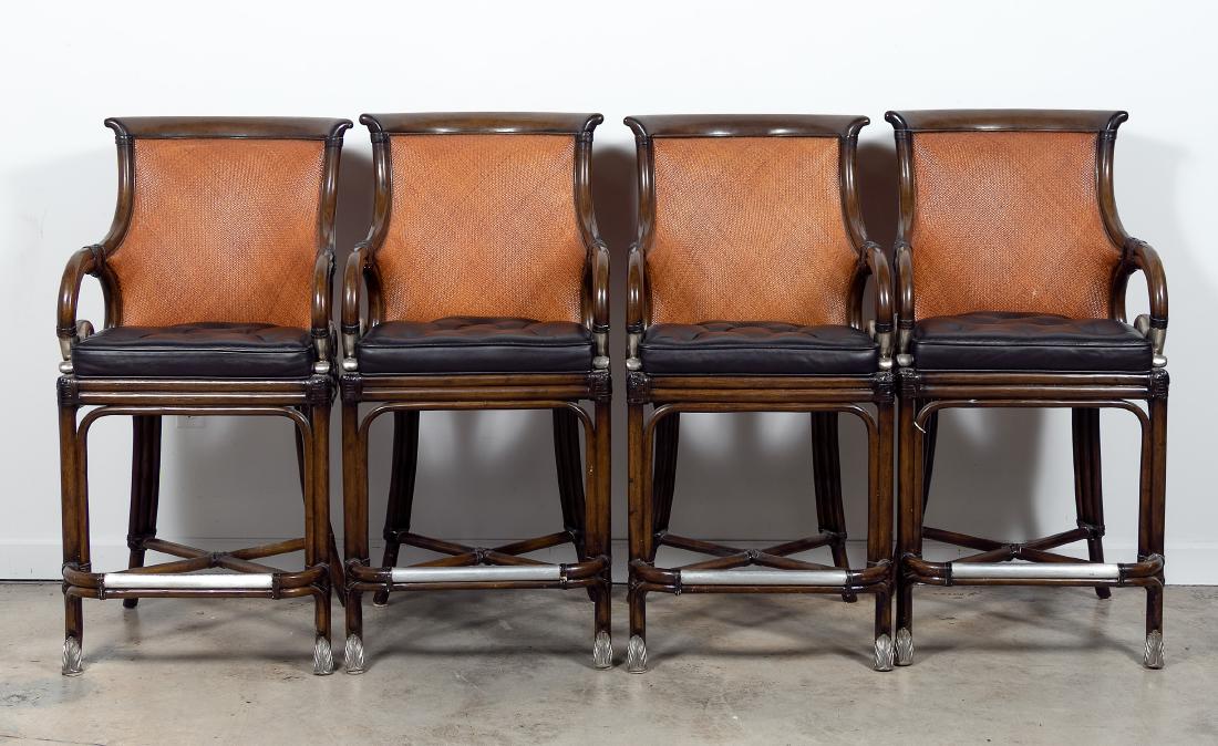 Set, Four Maitland Smith Woven Back Bar Stools (1 of 6)