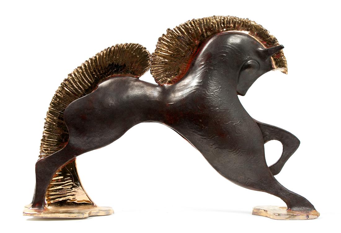 Mid Century Modern Etruscan Style Horse Sculpture (1 of 2)