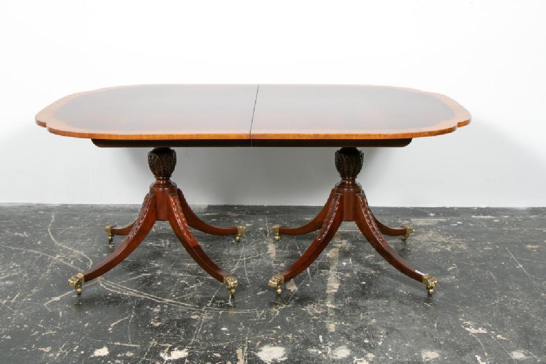 Baker Mahogany Double Pedestal Banded Dining Table (1 of 3)