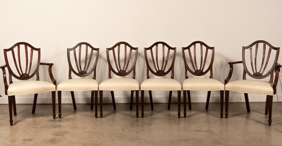 Six Baker Hepplewhite Upholstered Dining Chairs (1 of 7)