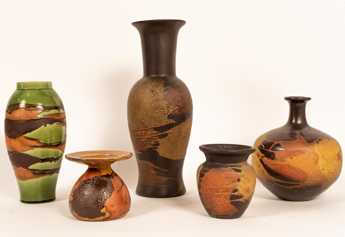 5 Pc Royal Haeger MCM Earth Wrap Vases (1 of 5)