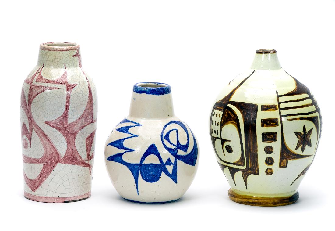 Group, 3 Continental MCM Pottery Vases (1 of 7)