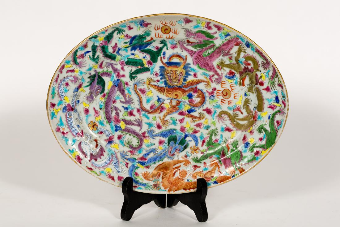 19th C. Chinese Export Oval Dragon Platter (1 of 4)