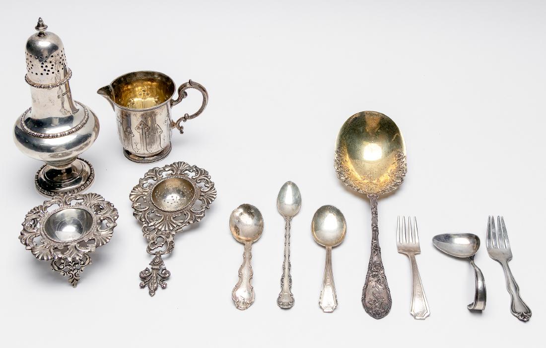 Group, 11 Sterling Pieces, Spoons & Strainers (1 of 10)