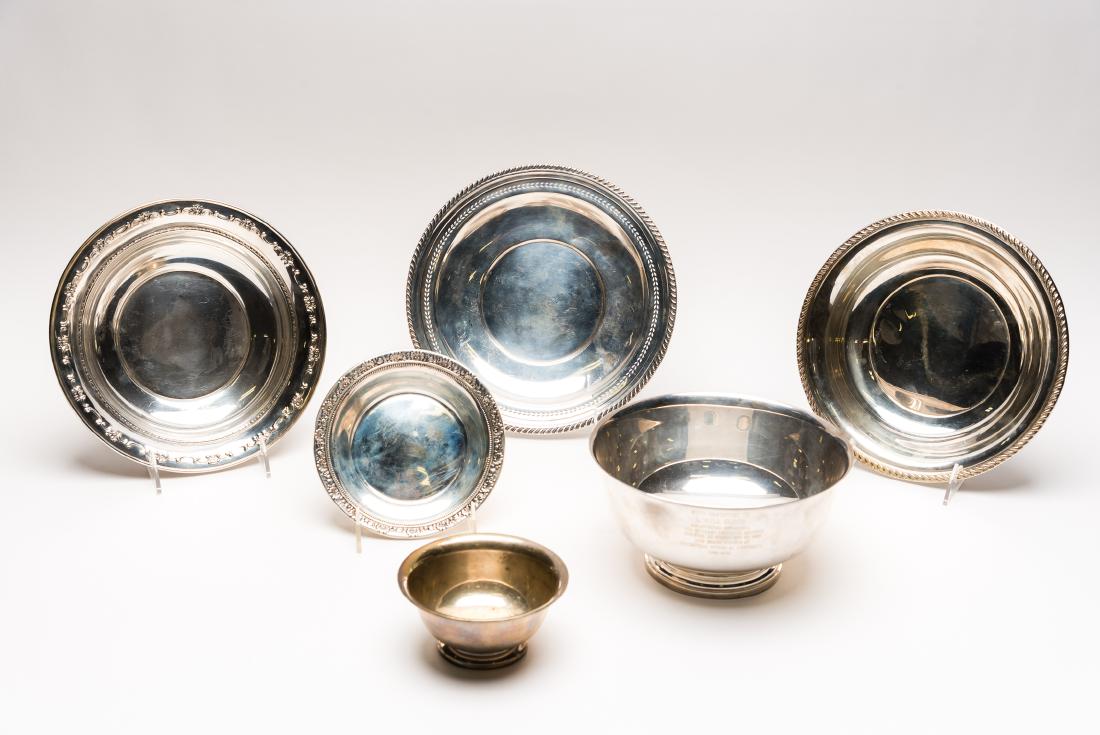 Six Pieces of Sterling Silver, Plates & Bowls (1 of 11)