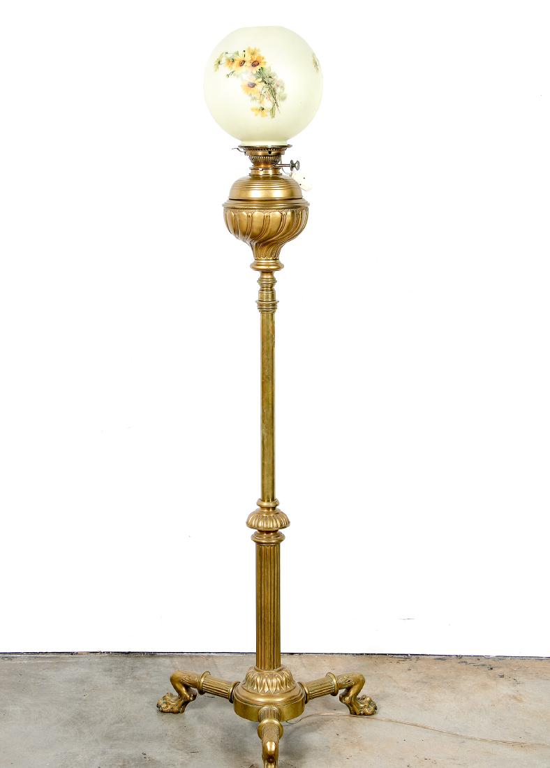 English Victorian Brass Floor/Piano Lamp (1 of 4)