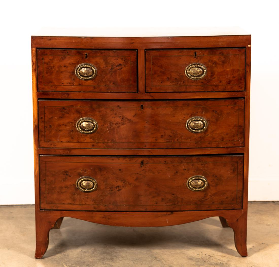 Yew Wood Diminutive 4-Drawer Bowfront Chest (1 of 12)