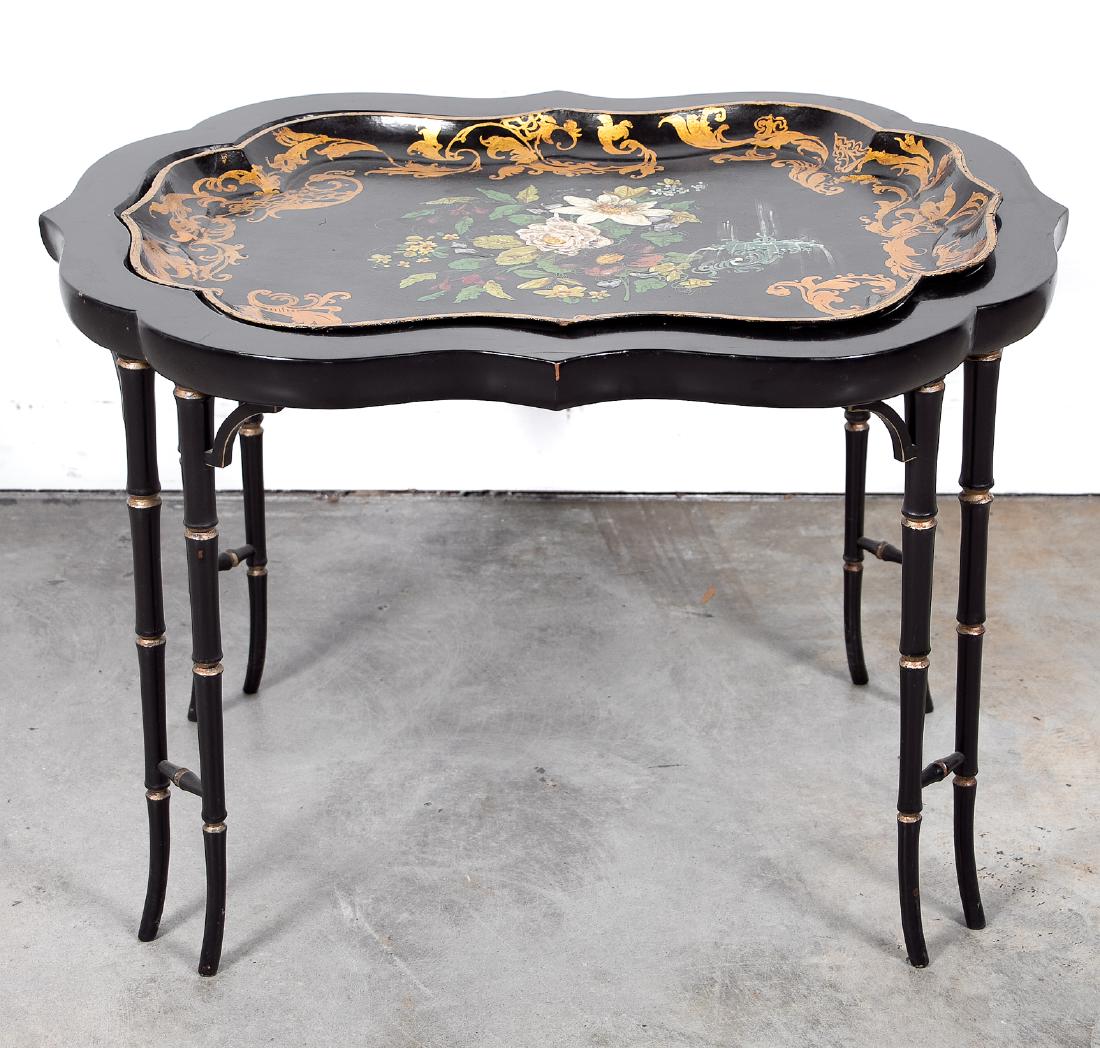 English Papier Mache Tray Top Table (1 of 3)