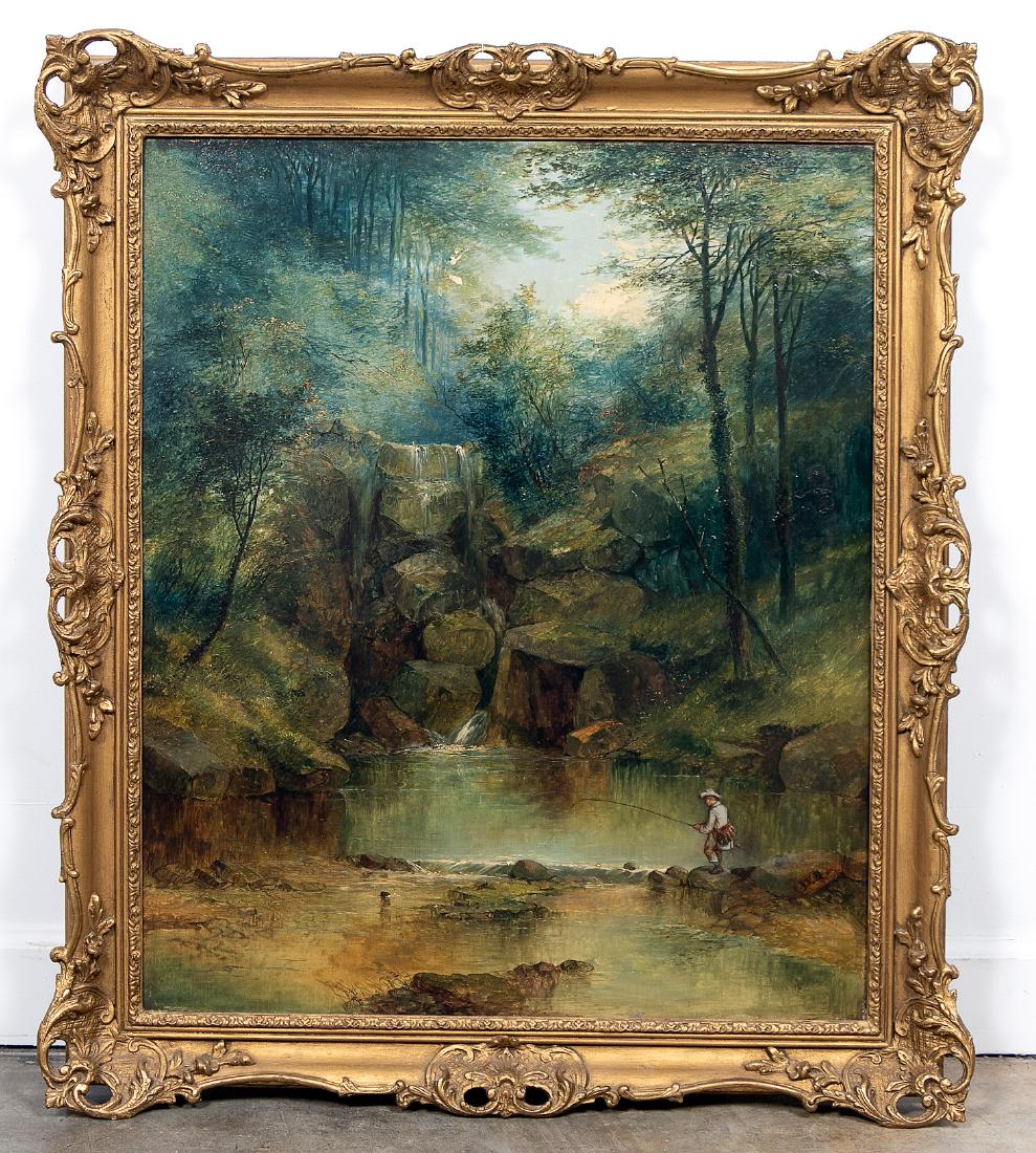 19th C. English School Landscape with Waterfall (1 of 5)