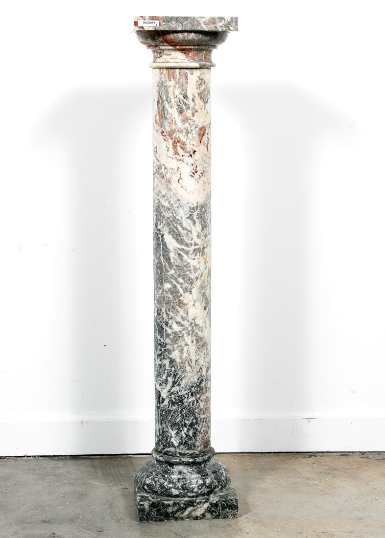 Single Red & Gray Marble Column Form Pedestal (1 of 3)