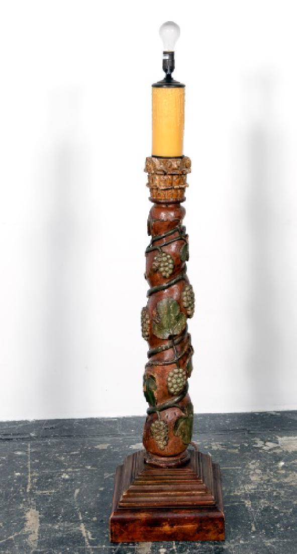 Red Carved Column Candlestick Floor Lamp (1 of 1)