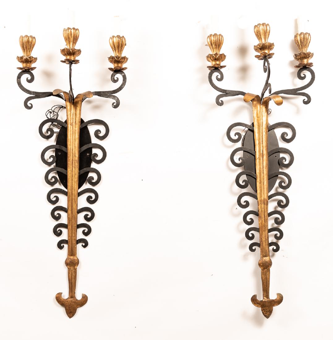 Pair, Italian 3-Light Wall Mounted Sconces (1 of 3)