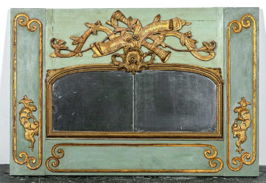 French Gilt & Painted Frame Trumeau Mirror (1 of 1)
