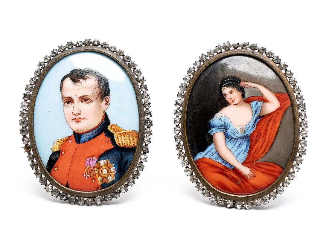 Pair Miniature Portraits, Napoleon & Mme. Recamier (1 of 2)