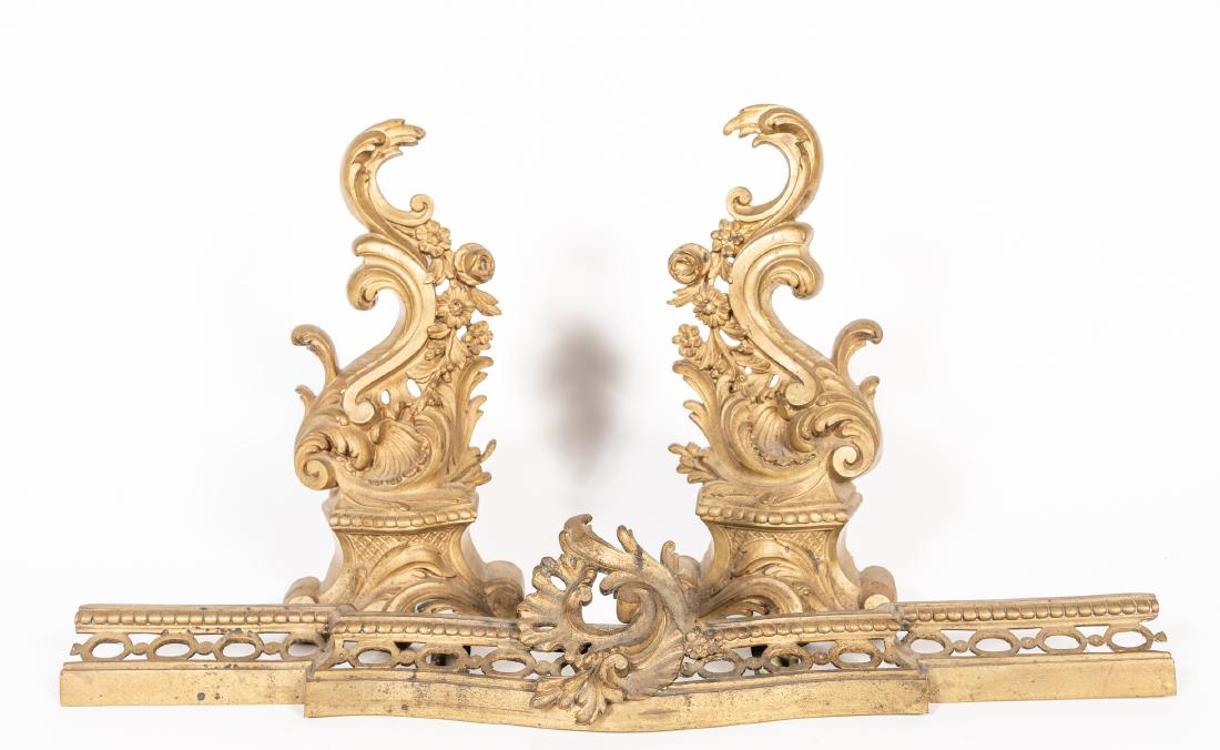 French Three Piece Bronze Fireplace Set (1 of 2)