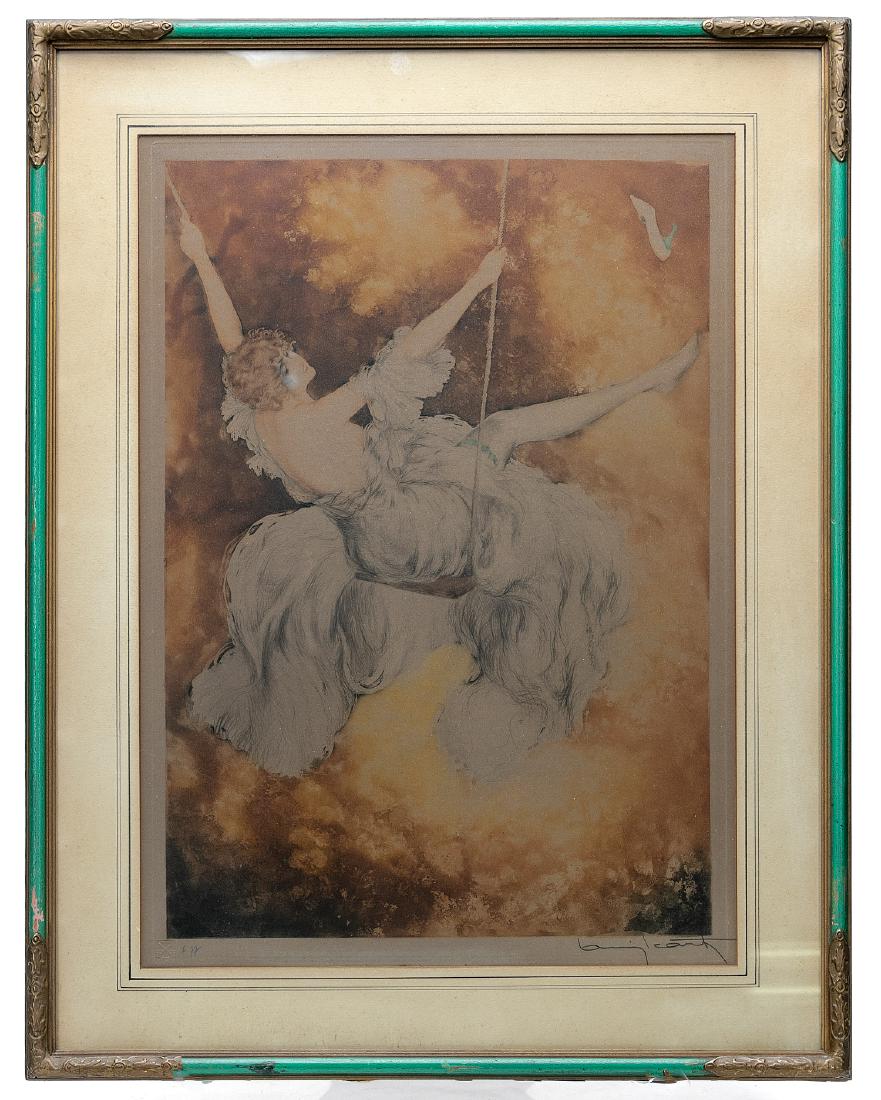 Louis Icart Signed 1928 Etching, "The Swing" (1 of 3)