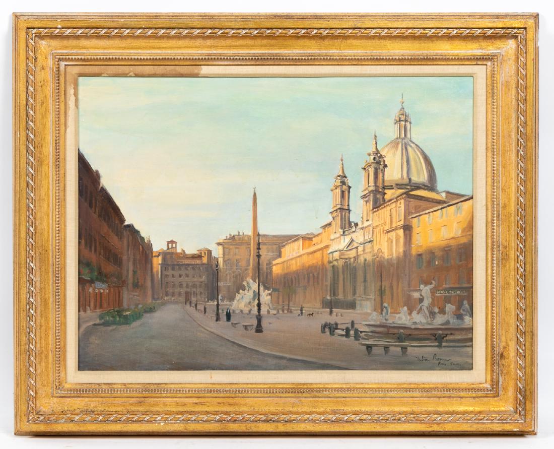Julian Barrow Signed Oil, Piazza Navona, Rome (1 of 4)
