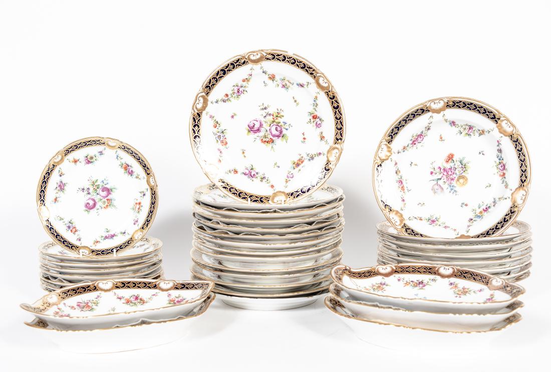 Austrian 35 PCS Cobalt & Floral Porcelain Service (1 of 3)