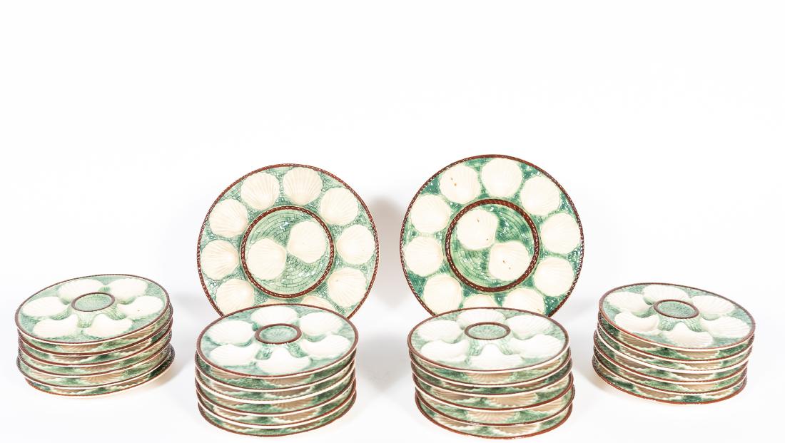 French Faience Oyster Set, 26 Pieces (1 of 3)