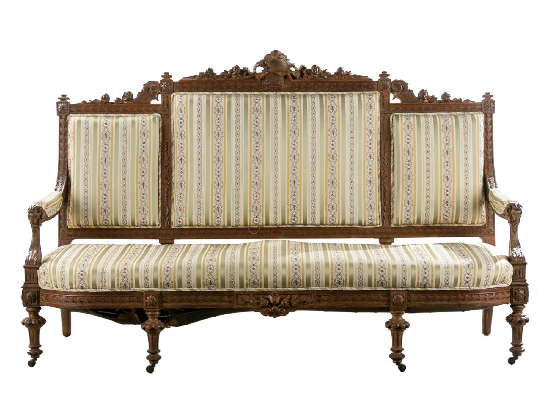 Late 19th C. French Large Walnut Sofa (1 of 9)