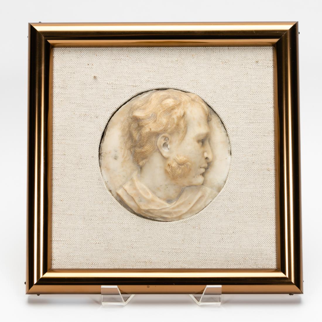 Finely Carved Marble Profile of a Man, Framed (1 of 4)