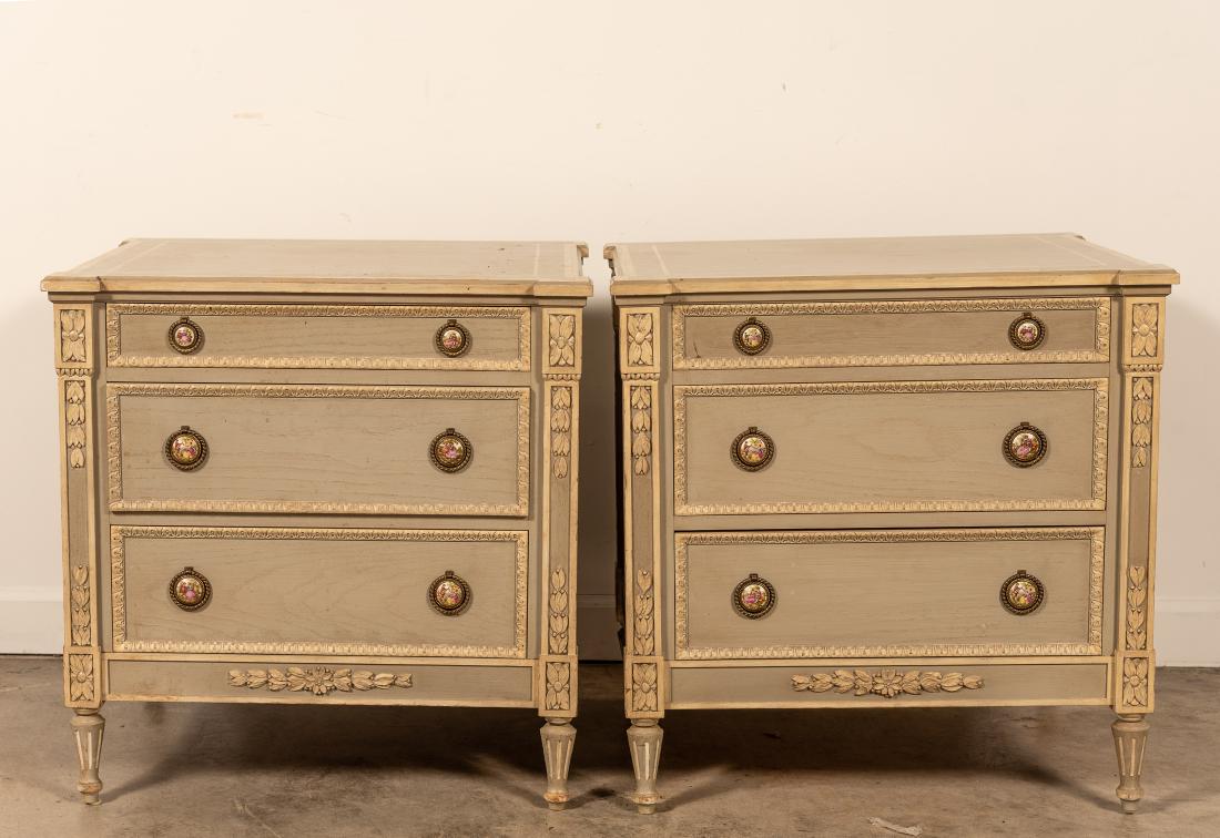 Pair of Louis XVI Style Painted Night Stands (1 of 9)