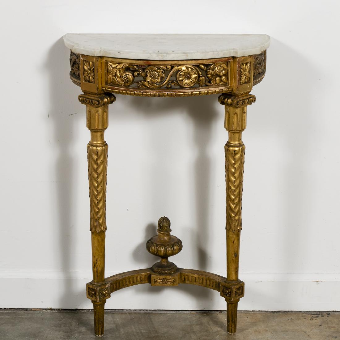 Small Marble Top French Gilt Wood Console (1 of 9)