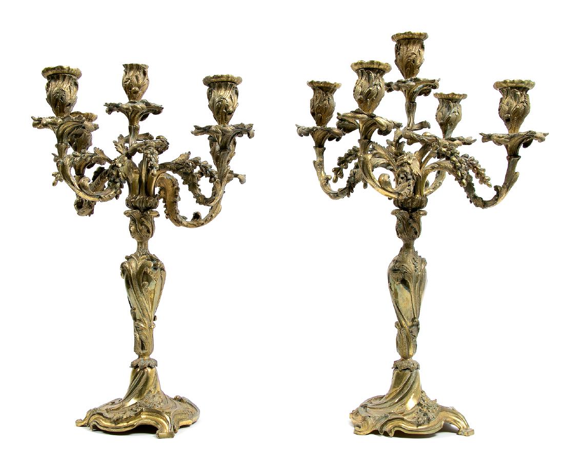 Pair, French Gilt Candelabrum, 19th Century (1 of 5)