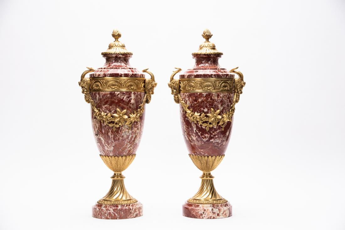 Pair, Gilt Bronze Mounted Marble Cassoulettes (1 of 6)