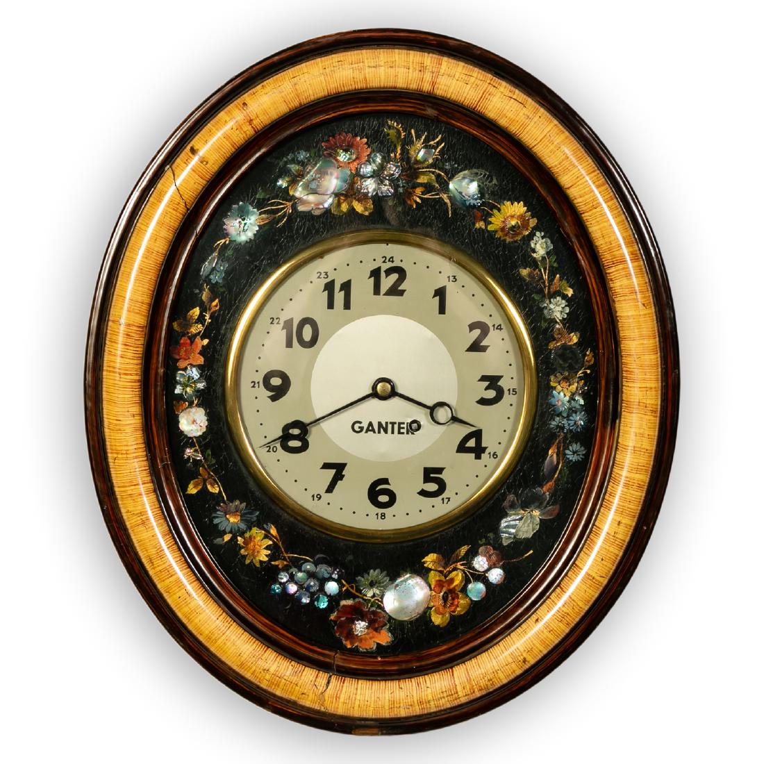 Victorian Mother-of-Pearl Inlaid Ganter Wall Clock (1 of 4)