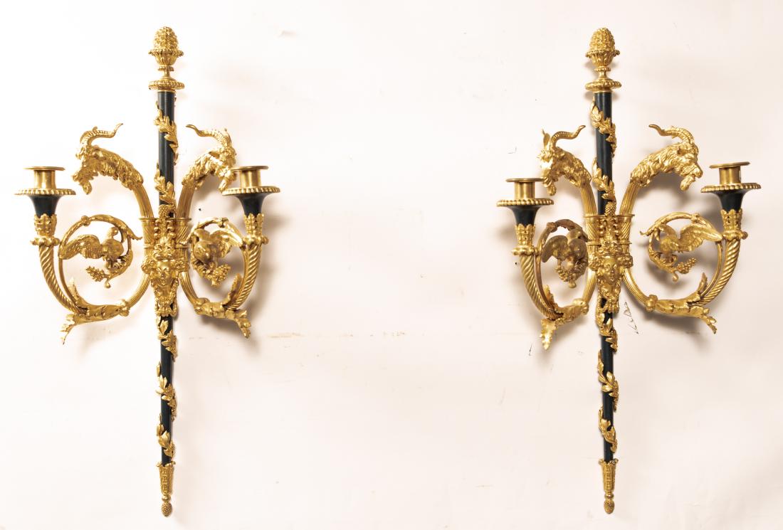 Pair French Gilt Bronze Neo-Classical Sconces (1 of 5)