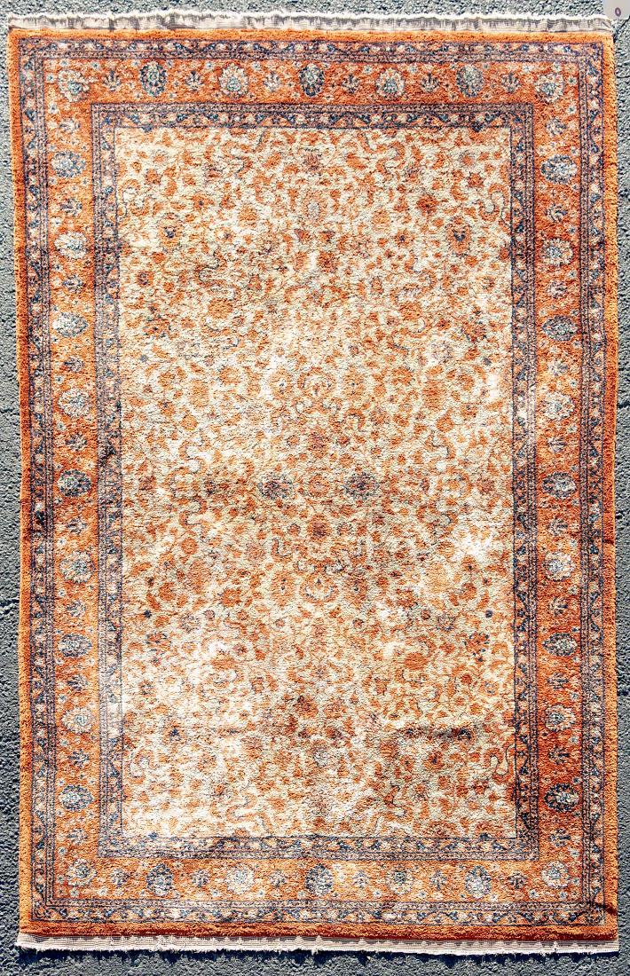 Hand Woven Silk & Wool Rug or Carpet, 6' x 4' (1 of 2)