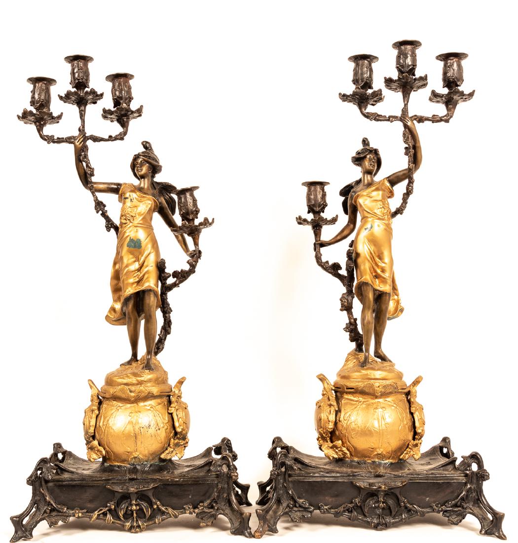 Pair of Art Nouveau Metal Figural Candelabrum (1 of 8)