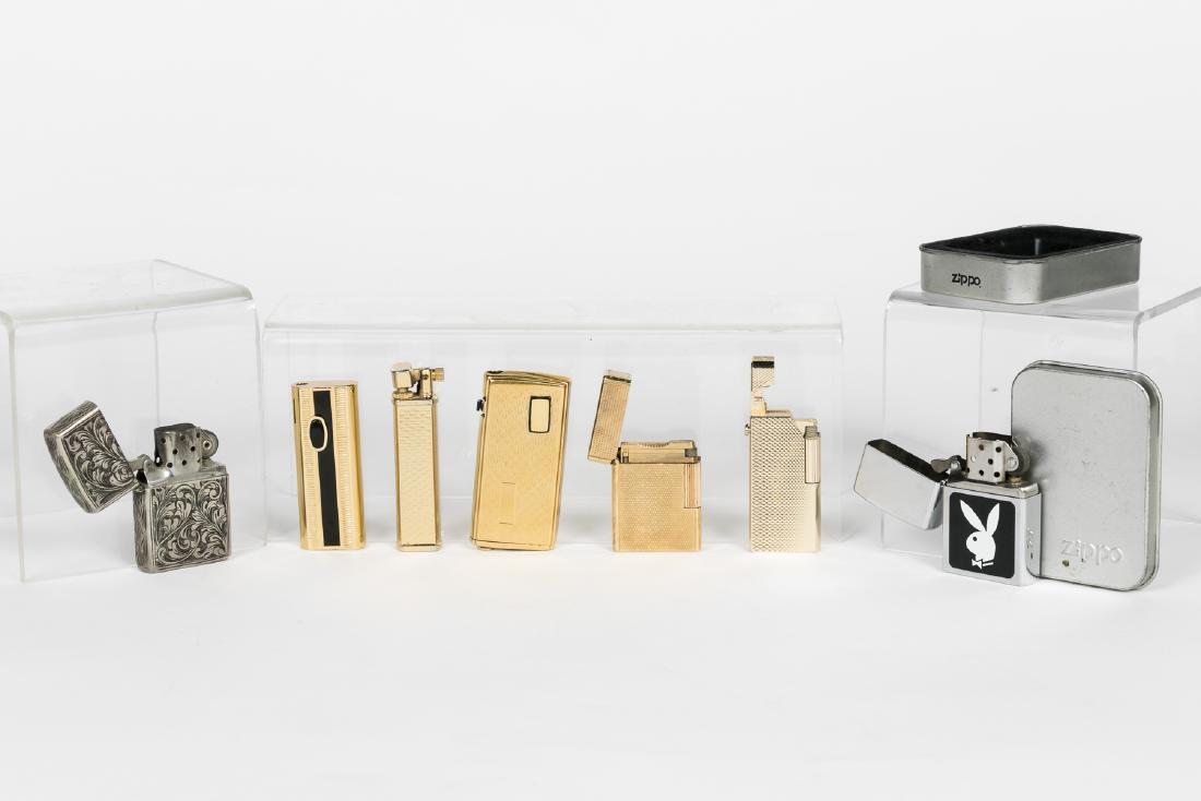 Group of 7 Gold Tone & Silver Various Lighters (1 of 7)
