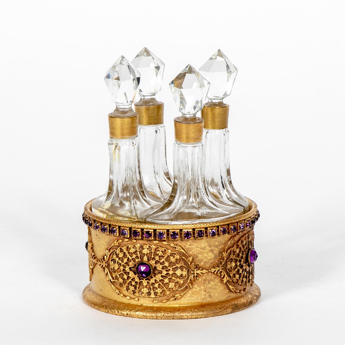 Empire Art Jeweled Perfume Caddy w/ Four Bottles (1 of 5)
