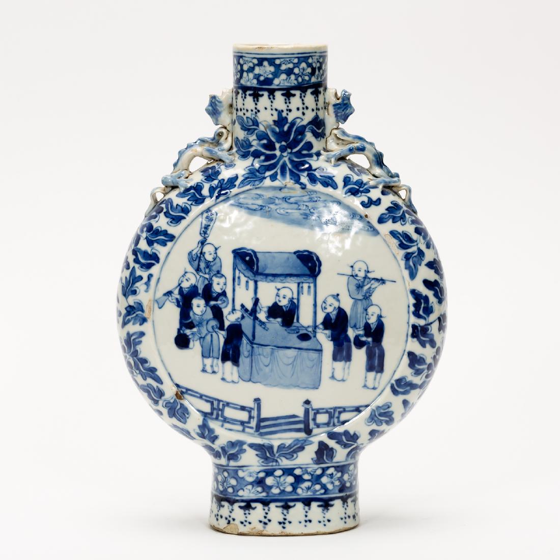 Chinese Blue & White Figural Motif Moon Flask (1 of 15)