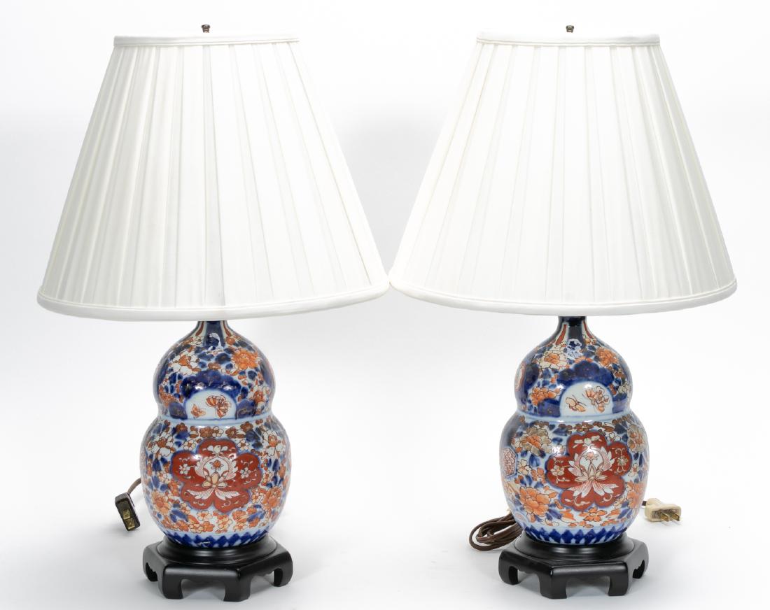 Pair of  Imari Double Gourd Table Lamps (1 of 4)
