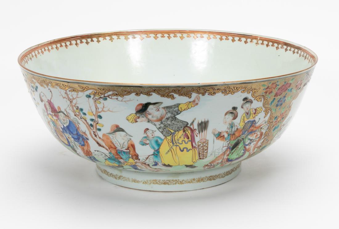 Chinese Export Famille Rose Porcelain Punch Bowl (1 of 9)