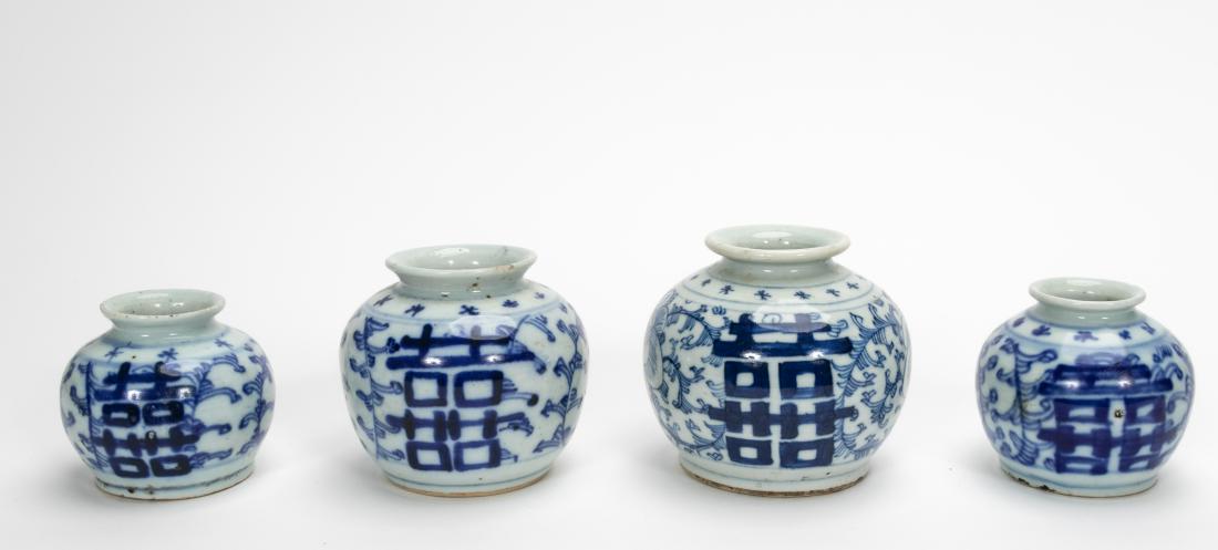 Four Chinese Export Blue & White Vases, Two Pairs (1 of 6)