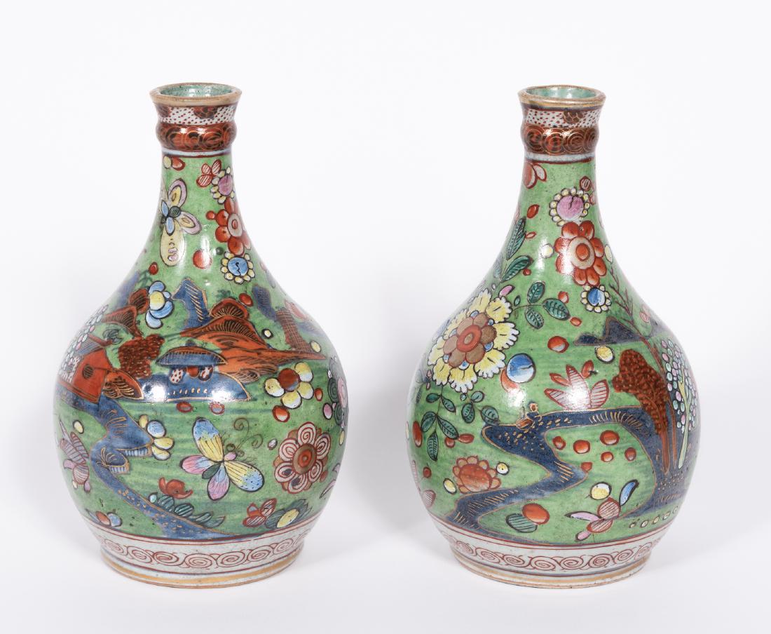 Pair, Chinese Export "Clobbered" Porcelain Vases (1 of 6)