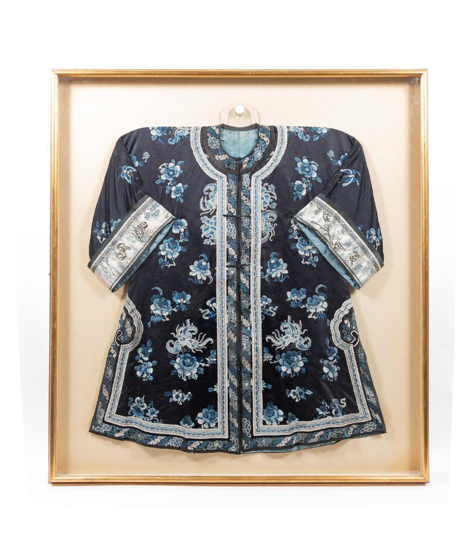 Blue & Black Framed Embroidered Chinese Jacket (1 of 5)