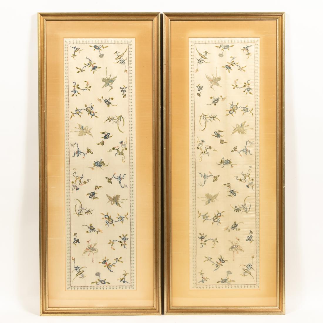 Pair, Chinese Silk Embroidery Panels, Framed (1 of 4)