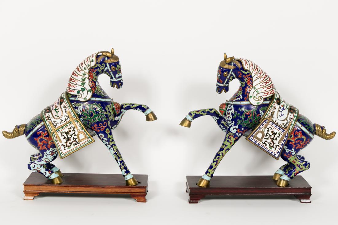 Pair, Chinese Enameled Caparisoned Horses (1 of 10)