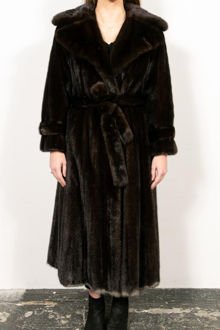 De'Cor Dark Brown Belted Mink Fur Coat (1 of 3)
