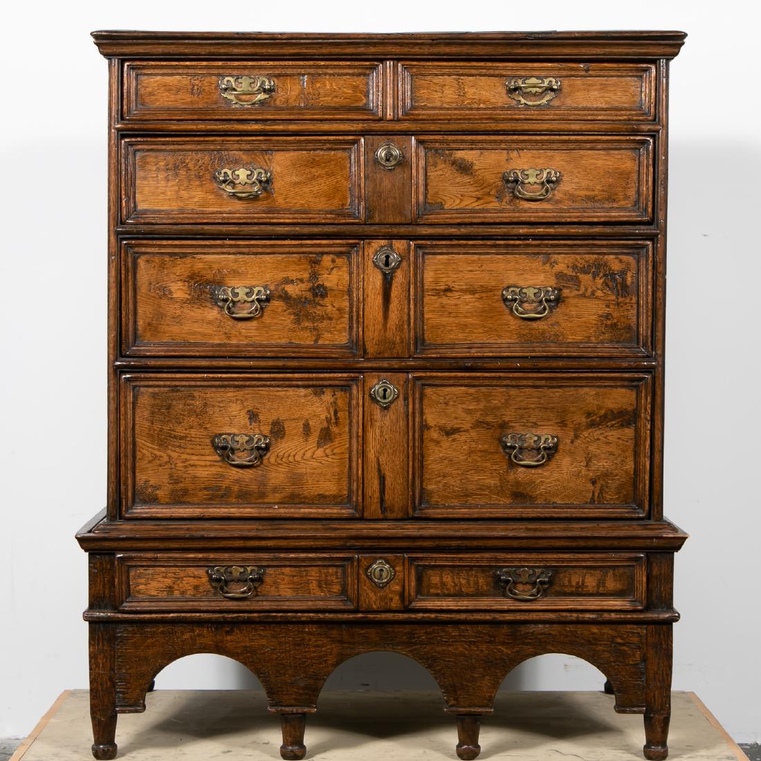 William & Mary Oak Chest on Stand, 17th C. (1 of 18)