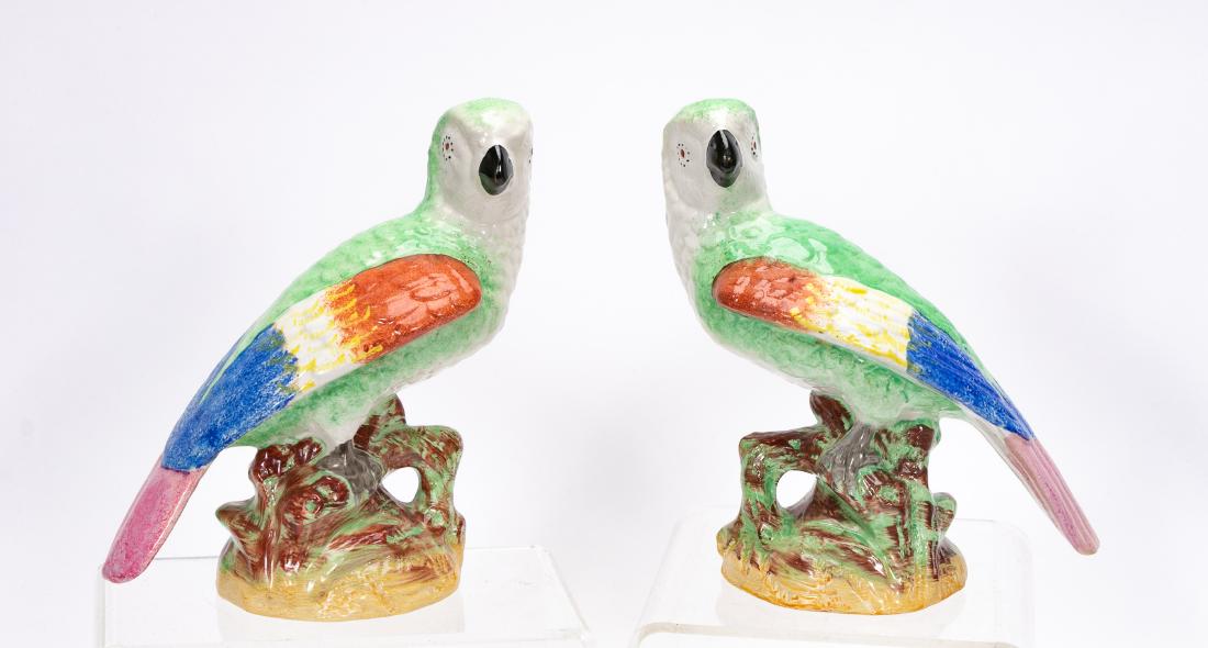 Pair, E. 20th C. English Ceramic Parrots (1 of 6)
